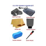 6 Lı Mikrofiber Oto Yıkama Seti Kurulama Bezi Cam Bezi Güderi Oto Eldiven Oto Sünger Detay Fırça