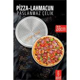 6 Lı Paslanmaz Çelik Pizza-Lahmacun Tepsisi – Delikli Tasarım İle Mükemmel Pişirme 36 Cm