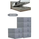 6 Lı Set Antrasit Çekyat ve Baza Tipi Yastık Yorgan Saklama Hurcu -Baza Altı Düzenleyici - Gri - 6 Adet - 22 cm
