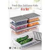 6 Lı Set Freshbox Mikrodalga Ve Difrize Uygun Saklama Kabı Set Gri OPH-000654
