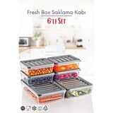 6 Lı Set Freshbox Mikrodalga Ve Difrize Uygun Saklama Kabı Set Gri OPH-000658