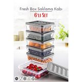 6 Lı Set Freshbox Mikrodalga Ve Difrize Uygun Saklama Kabı Set - X6 0,6 Lt Gri OPH-000661