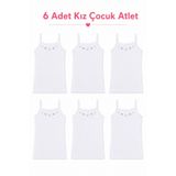 6 lı Tutku Kız Çocuk İp Askılı Atlet İşlemeli Ribana 0165