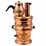 6 Litre Bakır Semaver Odun Kömürlü Otantik Bakır Semaver