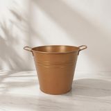 6 Litre Paslanmaz Metal Leğen - Bakır Renk Çok Amaçlı Kova ve Bahçe/Balkon Saksılığı (23 cm Çap) (Bakır Renk)