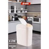 6 Lt Çöp Kovası, Mutfak, Banyo, Tuvalet, Ofis Çöp Kutusu Krem