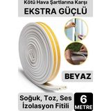 6 Metre Beyaz Pvc Doğrama Kapı Pencere Soğuk Geçirmez Sızdırmaz Izolasyon Fitil Yapışkanlı 3x2=6 mt