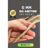 6 Mm 50 Metre Jüt Halat Dekoratif Hasır İp Urgan Süs