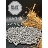 6 mm Ahşap Boncuk (25 Gram 175 Adet)Delik Çapı 2mm Makrome Takı Bileklik Tahta Yuvarlak - Gümüş Gri