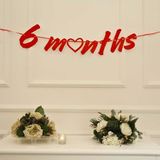 6 Months Simli Kırmızı Renk Banner Ipli Duvar Süsü Yarım Yaş Altı Ay Parti Süsü - 1 Adet