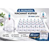 6 Numara Hacamat Kupası 20 Adet Vakumlu Kupa Bardak Dayanıklı Plastik Manuel Hacamat Kabı