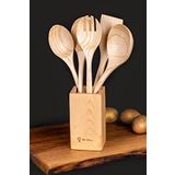 6 Parça 30 cm Premium ahşap kaşık Ahşap Mutfak Seti El Yapımı Kutulu; Kaşık, Kepçe, Çatal, Spatula, Pilav Kaşığı