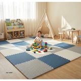 6 Parça 50X50 Puzzle Mat - 100X150 cm Kurulumlu Oyun Spor Matı Puzzle Halı Tatami 13M (Beyaz-Gri- - Orjinal