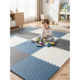 6 Parça 50X50 Puzzle Mat - 100X150 cm Kurulumlu Oyun Spor Matı Puzzle Halı Tatami 13M (Beyaz-Laci