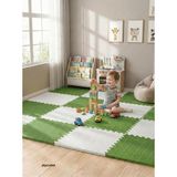 6 Parça 50X50 Puzzle Mat - 100X150 cm Kurulumlu Oyun Spor Matı Puzzle Halı Tatami 13M (Çimenyeşil-Beyaz) - Standart - Çok Renkli - 0,60 x 19 x 29 cm