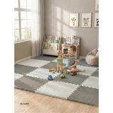 6 Parça 50X50 Puzzle Mat - 100X150 cm Kurulumlu Oyun Spor Matı Puzzle Halı Tatami 13M (Gri-Beyaz) - Çok Renkli