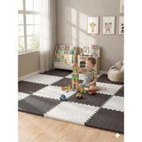 6 Parça 50x50 Puzzle Mat - 100x150 cm Kurulumlu Oyun Spor Matı Puzzle Halı Tatami 13m (kahverengi-beyaz)
