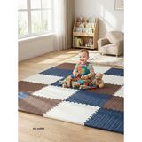 6 Parça 50X50 Puzzle Mat - 100X150 cm Kurulumlu Oyun Spor Matı Puzzle Halı Tatami 13M (Kahverengi-Lacivert-Beyaz) - 000-Siyah