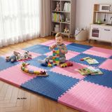 6 Parça 50x50 Puzzle Mat - 100x150 cm Kurulumlu Oyun Spor Matı Puzzle Halı Tatami 13m (lacivert-pembe)