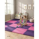 6 Parça 50x50 Puzzle Mat - 100x150 cm Kurulumlu Oyun Spor Matı Puzzle Halı Tatami 13m (mor-pembe)