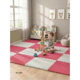 6 Parça 50X50 Puzzle Mat - 100X150 cm Kurulumlu Oyun Spor Matı Puzzle Halı Tatami 13M (Pembe-Beyaz) - 000-Siyah