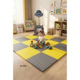 6 Parça 50x50 Puzzle Mat - 100x150 cm Kurulumlu Oyun Spor Matı Puzzle Halı Tatami 13m (sarı-gri)