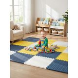 6 Parça 50X50 Puzzle Mat - 100X150 cm Kurulumlu Oyun Spor Matı Puzzle Halı Tatami 13M (Sarı-Laci