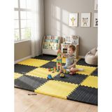 6 Parça 50x50 Puzzle Mat - 100x150 cm Kurulumlu Oyun Spor Matı Puzzle Halı Tatami 13m (sarı-siyah)