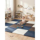 6 Parça 50X50 Puzzle Mat - 100X150 cm Kurulumlu Oyun Spor Pilates Matı Puzzle Halı Tatami 13MM - 100 x 150 cm - Beyaz - Lacivert - Kahverengi