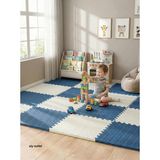 6 Parça 50X50 Puzzle Mat - 100X150 cm Kurulumlu Oyun Spor Pilates Matı Puzzle Halı Tatami 13MM - 100 x 150 cm - Beyaz - Lacivert