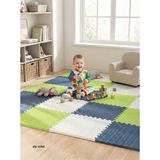 6 Parça 50X50 Puzzle Mat - 100X150 cm Kurulumlu Oyun Spor Pilates Matı Puzzle Halı Tatami 13MM - 100 x 150 cm - Fıstık Yeşili - Lacivert - Beyaz