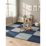 6 Parça 50X50 Puzzle Mat - 100X150 cm Kurulumlu Oyun Spor Pilates Matı Puzzle Halı Tatami 13MM - 100 x 150 cm - Lacivert - Gri