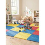 6 Parça 50X50 Puzzle Mat - 100X150 cm Kurulumlu Oyun Spor Pilates Matı Puzzle Halı Tatami 13MM - 100 x 150 cm - Sarı - Mavi - Kırmızı