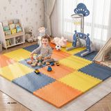 6 Parça 50X50 Puzzle Mat - 100X150 cm Kurulumlu Oyun Spor Pilates Matı Puzzle Halı Tatami 13MM - 100 x 150 cm - Sarı - Turuncu - Lacivert