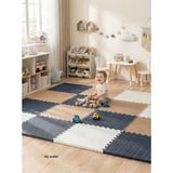 6 Parça 50X50 Puzzle Mat - 100X150 cm Kurulumlu Oyun Spor Pilates Matı Puzzle Halı Tatami 13MM - 100 x 150 cm - Taba - Lacivert - Beyaz