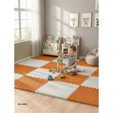 6 Parça 50X50 Puzzle Mat - 100X150 cm Kurulumlu Oyun Spor Pilates Matı Puzzle Halı Tatami 13MM - 100 x 150 cm - Turuncu - Beyaz