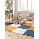 6 Parça 50X50 Puzzle Mat - 100X150 cm Kurulumlu Oyun Spor Pilates Matı Puzzle Halı Tatami 13MM - 100 x 150 cm - Turuncu - Lacivert - Beyaz