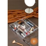 6 Parça Ayarlanabilir Çekmece Içi Düzenleyici Makyaj ve Takı Organizeri Şeffaf - Set1 - 06 Chocolate