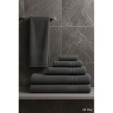 6 Parça Banyo Havlusu Seti Pamuklu 70x140 Cm Serenio Antrasit-Antrasit