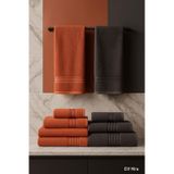 6 Parça Banyo Havlusu Seti Pamuklu 70x140 Cm Serenio Antrasit-kiremit