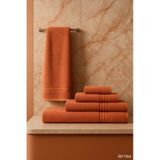 6 Parça Banyo Havlusu Seti Pamuklu 70x140 Cm Serenio Kiremit-kiremit