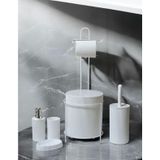 6 Parça Banyo Seti Metal Stantlı, Çöp Kovalı, WC Kağıtlık, Tuvalet Fırçası, Katı ve Sıvı Sabunluklu (BEYAZ)