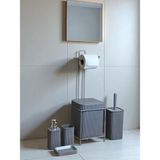6 Parça Banyo Seti Metal Stantlı Çöp Kovalı Wc Kağıtlık ve Tuvalet Fırçası Katı - Sıvı Sabunlu