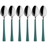 6 Parça Çay Kaşığı Seti, Paslanmaz Çelik, Gümüş Yeşil, 11 cm, 70 gram, El Yıkama