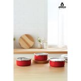 6 Parça Crispella 14-16-18 Cm Emaye Saklama Kabı Seti – Kırmızı