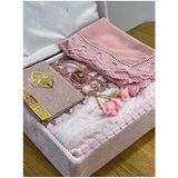 6 Parça Kadife Seccade Takımı Çeyizlik Bohça Sandıklı Gelin Damat Seti - 70 x 120 cm - Pembe