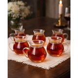 6 Parça Keyfi Ala Kulplu Pinterest Model Tombul Çay Bardağı Borosilikat Cam 200 ml