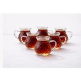 6 Parça Keyfi Ala Kulplu Tombul Çay Bardağı Borosilikat Cam 200 ml