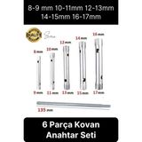 6 Parça Kovan Tipi Lokma Anahtarı Buji Boru Seti Civata Çinko Kaplı Lavabo Montaj 8-17 mm Arası - Gri - diğer