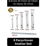6 Parça Kovan Tipi Lokma Anahtarı Buji Boru Seti Civata Çinko Kaplı Lavabo Montaj 8-17 mm Arası